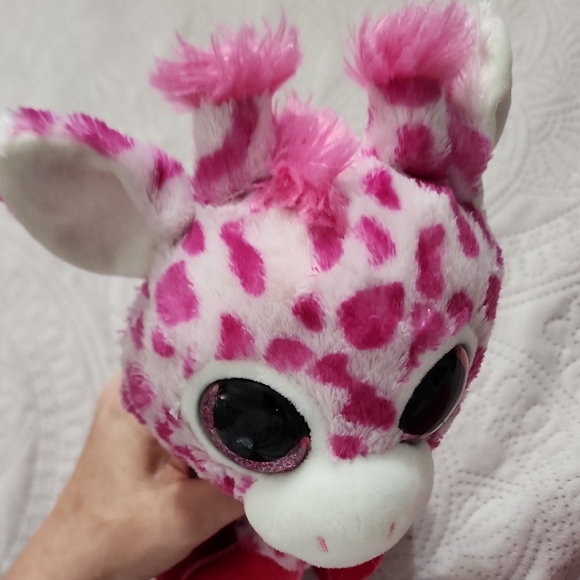 Pink and White Plush Giraffe Stuffed Animal - Picture 3 of 5